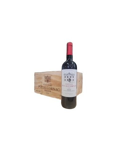 Graves - Château Puy de Cornac - Wooden case - Red - 2022